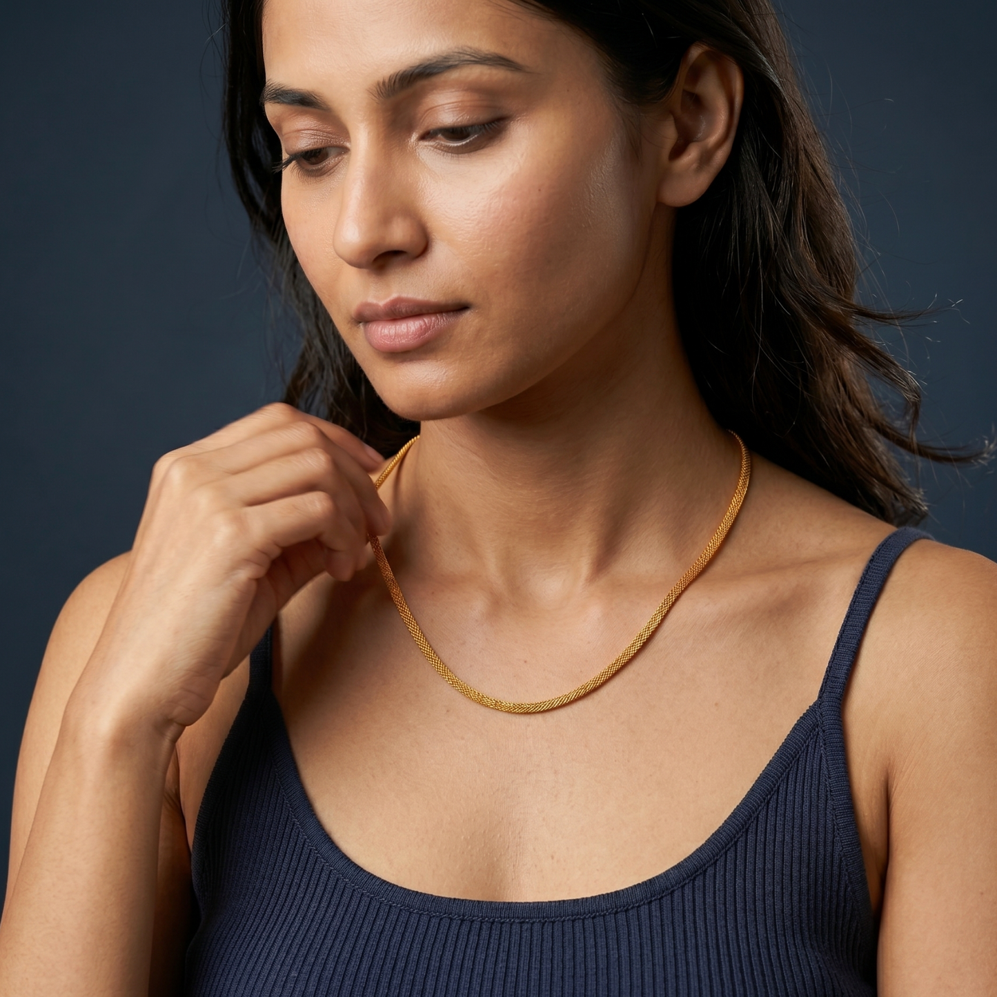 golden mesh 18k gold plated chain