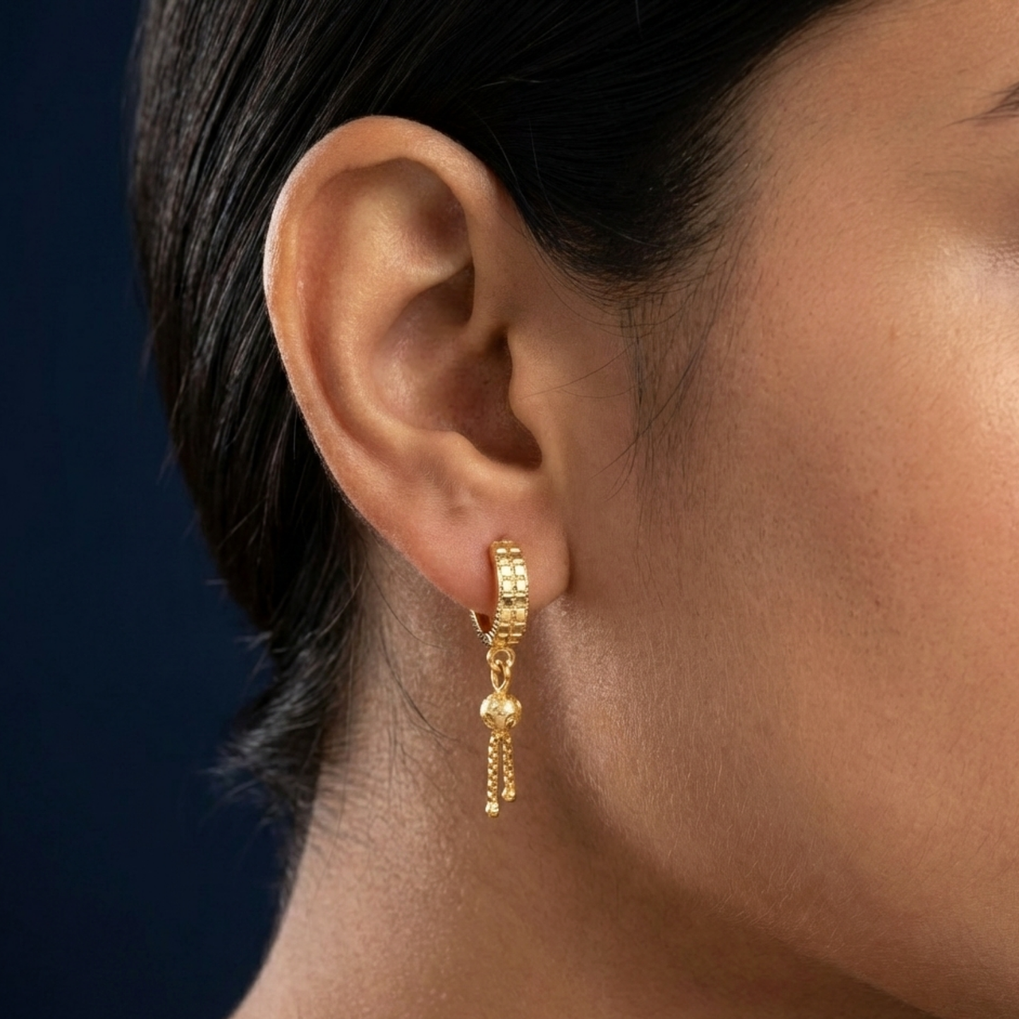 modern rhythm gold plated dangle hoops