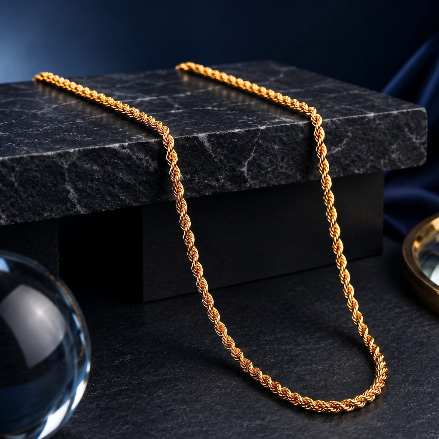 twisted charm 18k gold-plated rope chain