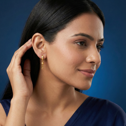 Modern Rhythm Gold Plated Dangle Hoops