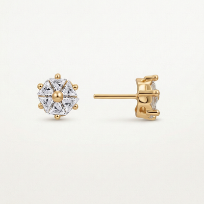 Geometric Solitaire Gold Plated Studs