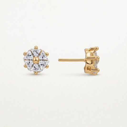 Geometric Solitaire Gold Plated Studs