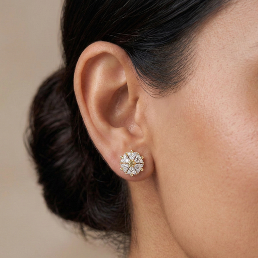 Geometric Solitaire 18K Gold Plated Studs