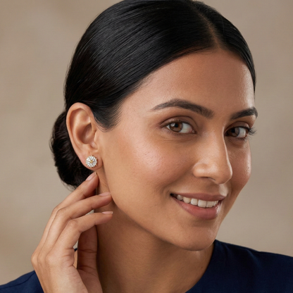Geometric Solitaire Gold Plated Studs