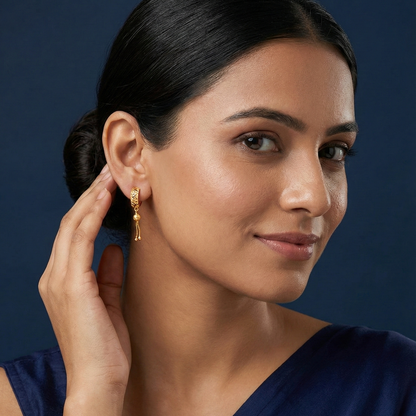 Ethnic Maze Gold Plated Tassel Hoops