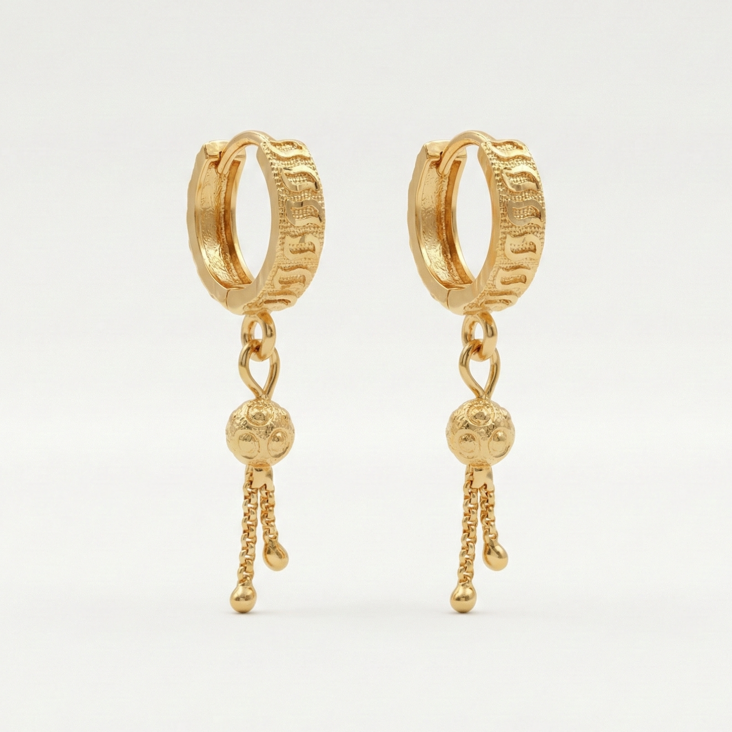 modern weave gold plated dangle hoops