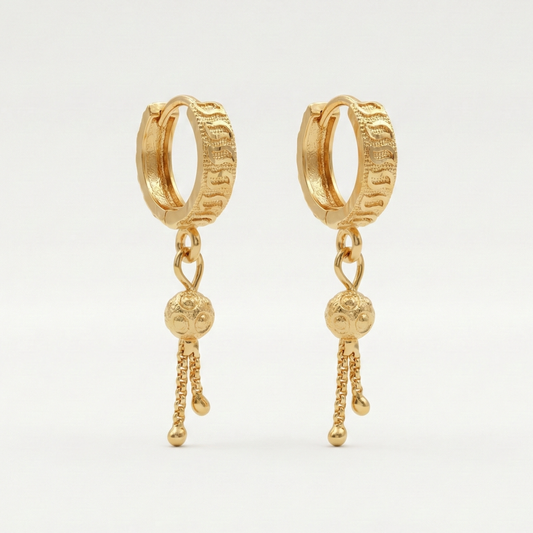 Modern Weave Gold Plated Dangle Hoops