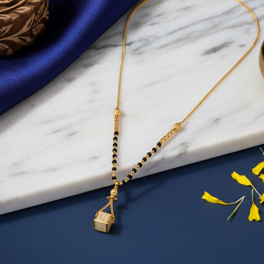 Modern Geometry 18 KT Thick Gold Plated Mangalsutra