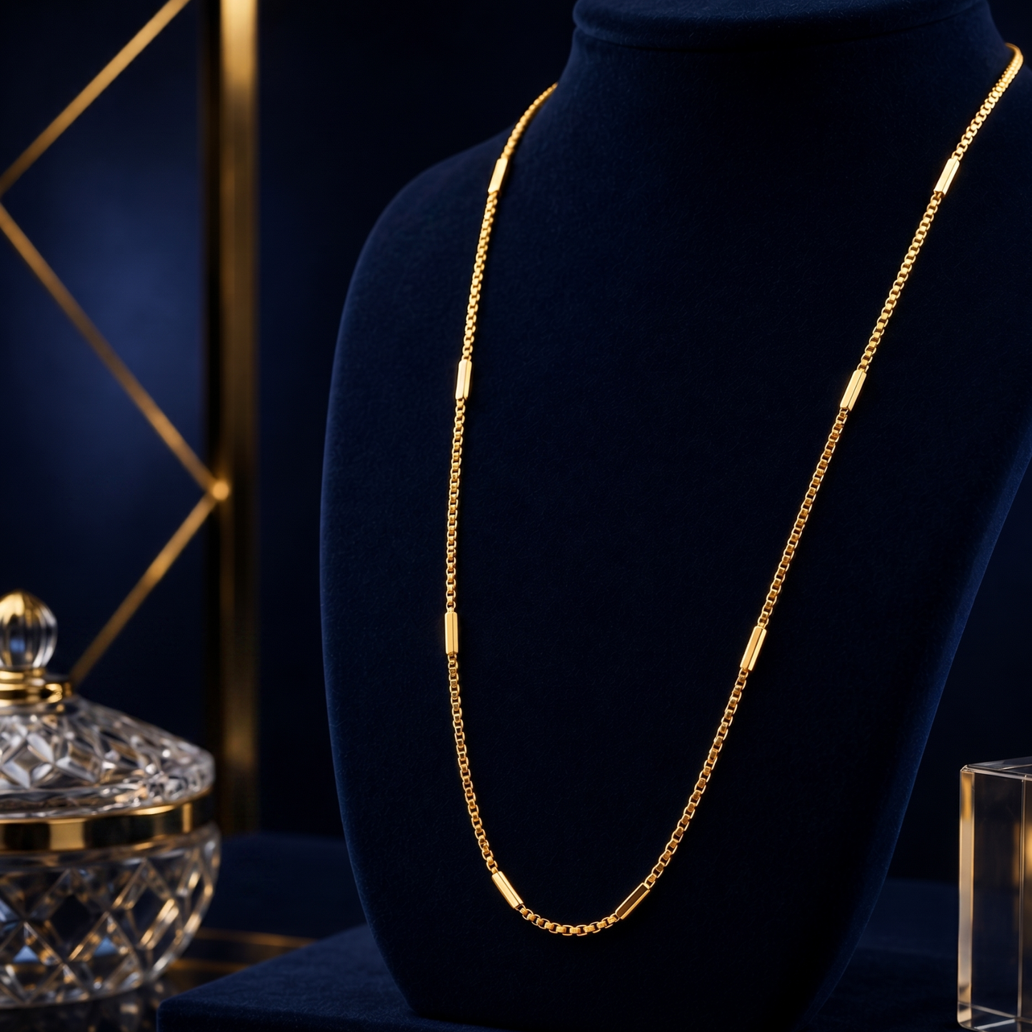 golden rhythm bars 18k gold plated chain
