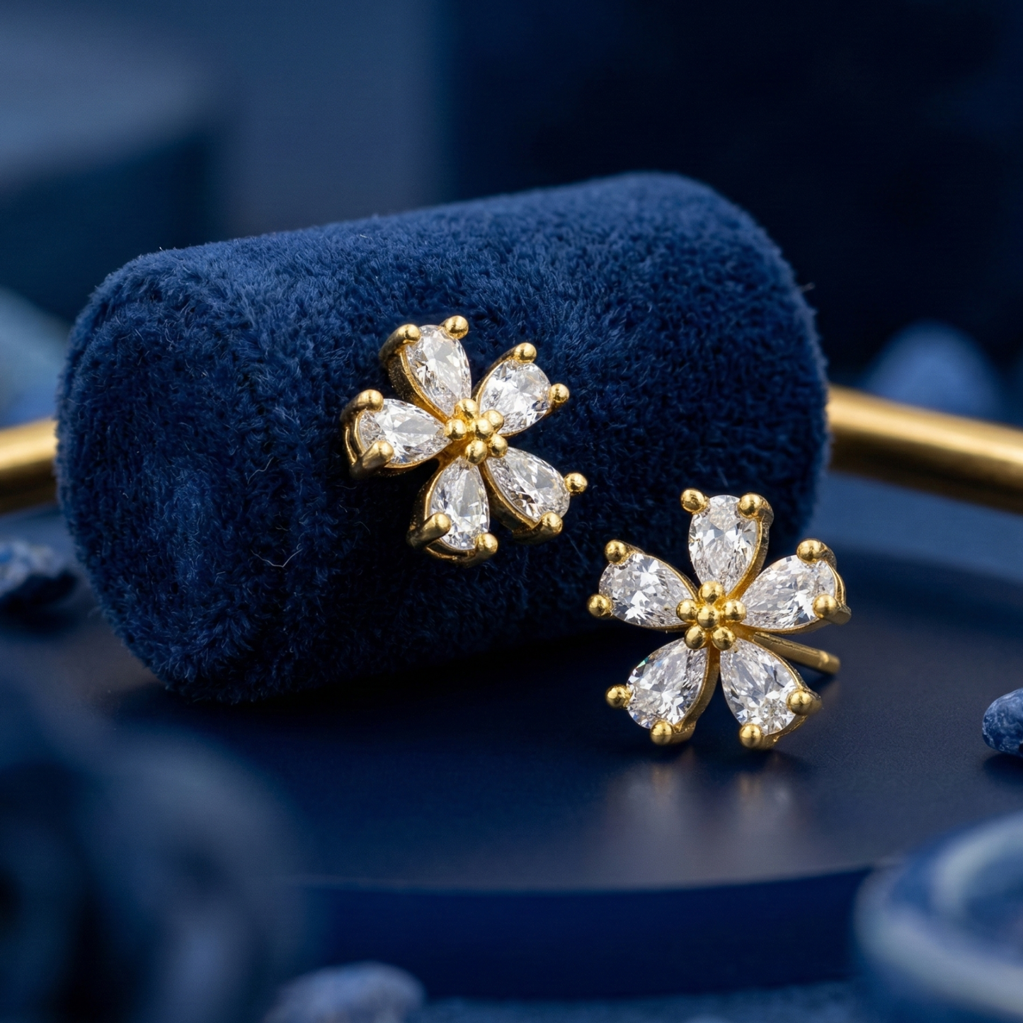 petal cluster gold plated studs
