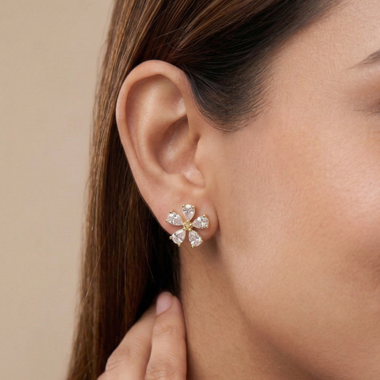 Petal Cluster 18K Gold Plated Studs
