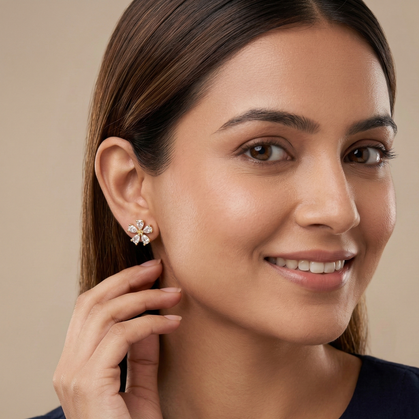 petal cluster gold plated studs