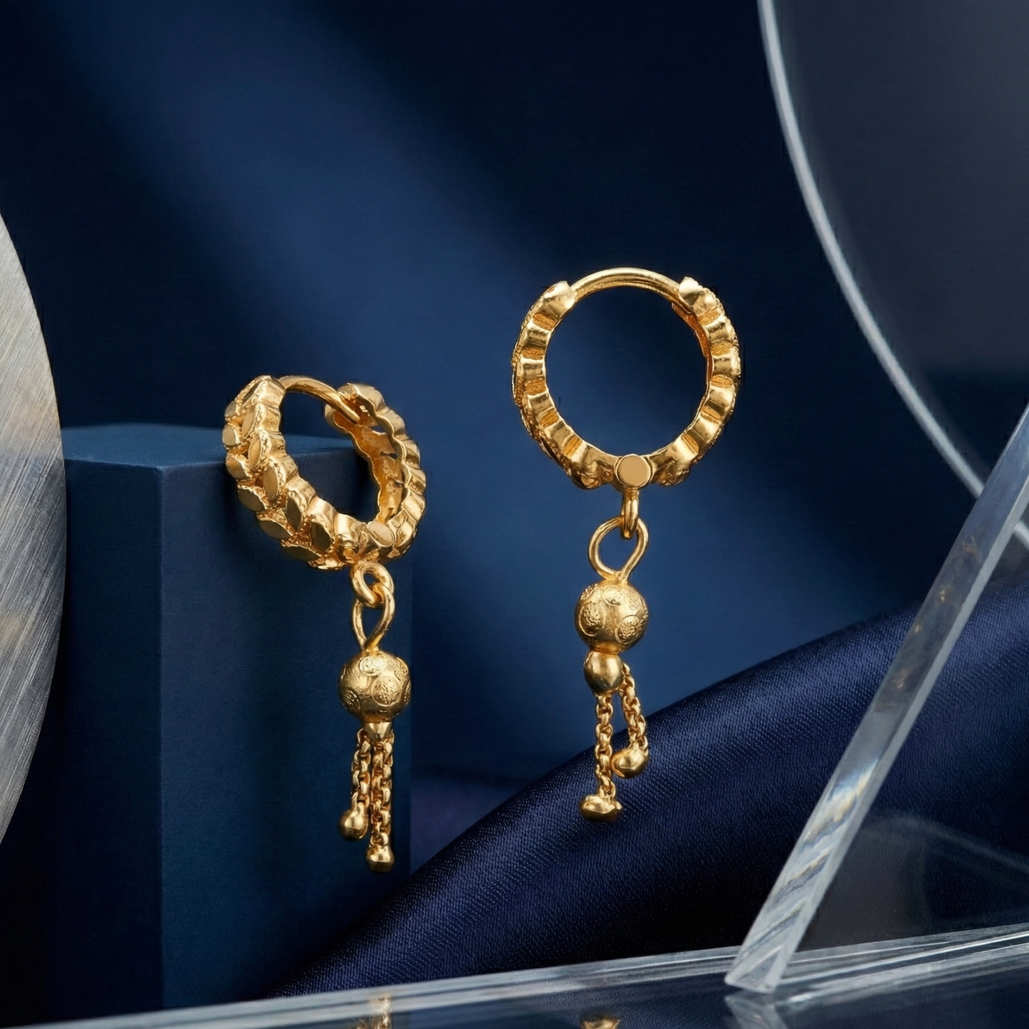 woven elegance gold plated hoops