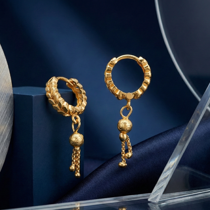 Woven Elegance Gold Plated Hoops