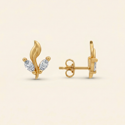 Twin Leaves Gold Plated Studs